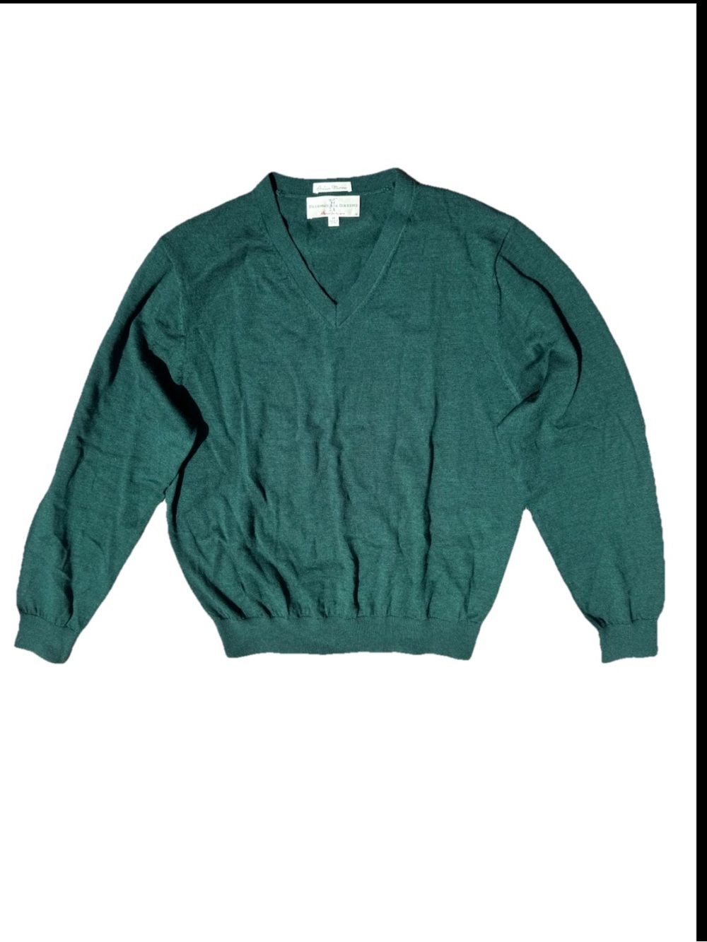 Fairway & Greene Men’s Green Italian Merino Wool V-Neck Sweater Golf Medium